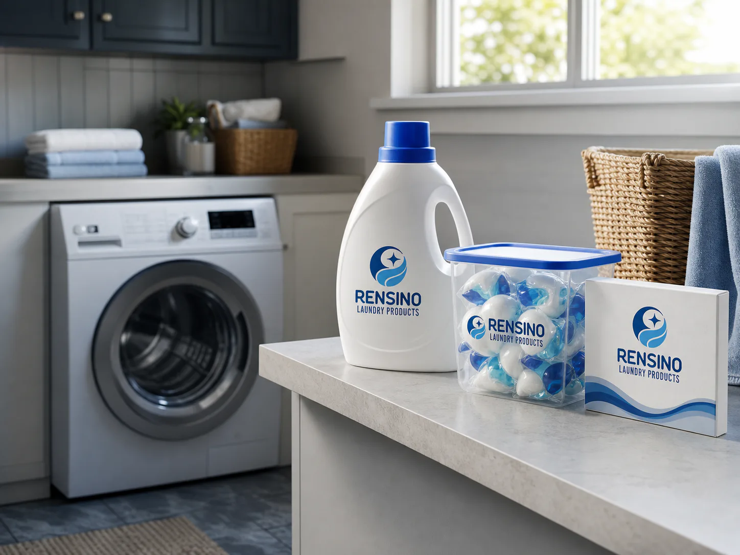 RENSINO products in a home laundry room