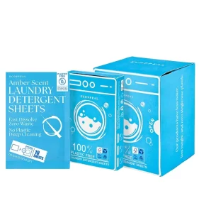 100% Plastic Free Eco Friendly Amber Scent Fast Dissolve Deep Cleaning Laundry Detergent Sheets