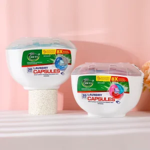 4 in 1 Laundry Capsules 15g Pods Fresh Perfume 30 Count Box OEM ODM Strong Stain Removal