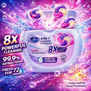 4 in 1 Laundry Pods 12g X 60pcs Phosphate Free Skin Friendly Detergent Liquid Laundry Capsules for Tough Stains