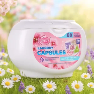 5 in 1 Eco Friendly Disposable Laundry Pods 8g Natural Detergent Capsule Hypoallergenic High Performance 60pcs Box