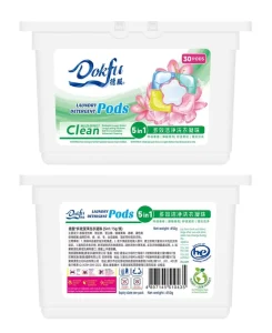 5 in 1 Eco Friendly Laundry Pods Dissolvable Gel Beads with Low Foam Long Lasting Fragrance Color Lock
