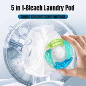 5 in 1 Eco Friendly Water Soluble Laundry Detergent Pods Tough Stain Removal Gel for Apparel Use