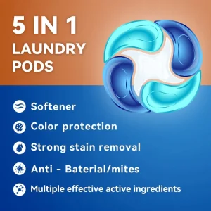 5 in 1 Laundry Pods Multi-functional Natural Organic Household Efficiency Long-lasting Scent Color protection Washing Pods