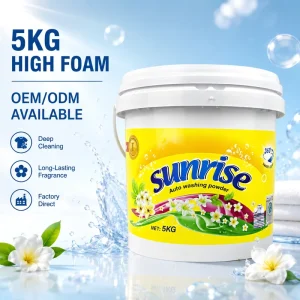 5KG Bucket High Foam Laundry Detergent Powder OEM Private Label Jasmine Fragrance Deep Stain Removal Factory Wash Soap