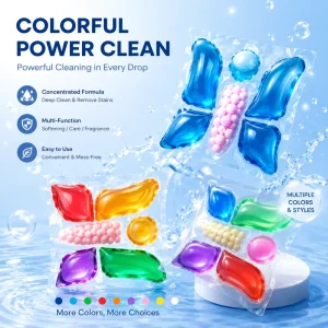 6 in 1 Laundry Detergent Pods Gel Beads Deep Clean Stain Removal Long Lasting Scent Washing Capsules
