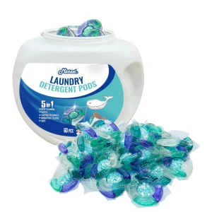 60pcs Eco Friendly 5IN1 Fast Dissolving Gel Laundry Detergent Pods Gentle Apparel Disposable Tough Stains Fragrance Lasting