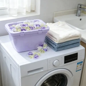 All in One Laundry Detergent Capsules Efficient Stain Removal Fresh Floral Scent Anti Fading Gentle Family Garment Care