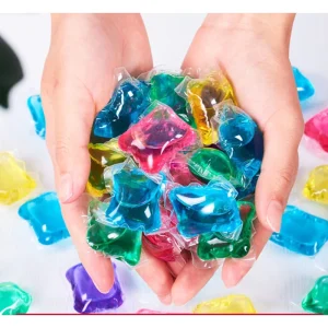 All in One Softly Cleaning Laundry Liquid Granule Capsules Disposable Washing Beads Leave Fragrance Concentrated Beads Beige