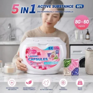 Commercial Laundry Detergent Pods 5 in 1 Washing Capsules for Hotels Laundry Shop OEM ODM Available Milt Fragrance Laundry Pods