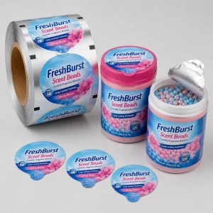 Custom Laundry Fragrance Beads Lidding Film Roll Easy Peel Foil Seal Lid for Scent Booster Tub Packaging