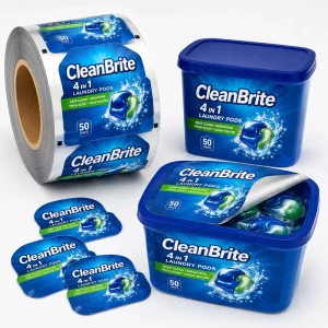 Custom Laundry Pods Tub Lidding Film Roll Easy Peel Foil Seal Lid for Detergent Capsule Box Packaging