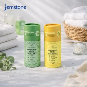 Custom Printed Eco friendly Washing Tablets Cardboard Cylinder Box Laundry Fragrance Booster Beads Kraft Paper Tube Packaging