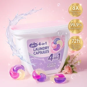 Custom Printed Standing Box Packaging for 4 in 1 Biodegradable Laundry Detergent Pods Plant Based 12g X 30 Pcs Capsules OEM ODM