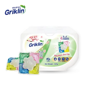 Disposable Soluble 5 Chamber Laundry Pods 10 12 15g Stain Removal Detergent Capsule Washing Gels