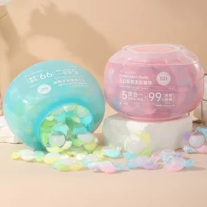 Eco Friendly 3 in 1 Disposable Laundry Pods Liquid Detergent Beads with Perfume Gel Shaped Beads for Apparel Use 32pcs