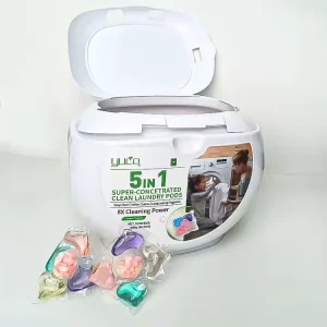 Eco Friendly 5 in 1 Laundry Detergent Pod Plant Based Faster Dissolution No Phosphorus Bleach Free Detergent Booster With Enzyme