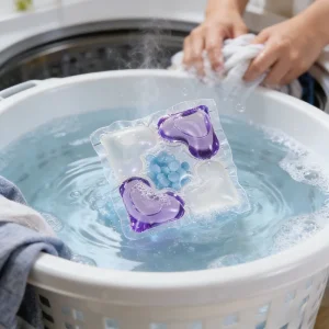 Eco Friendly Disposable Laundry Detergent Pod with Custom Fragrance Biodegradable Water Soluble Film for Apparel Use