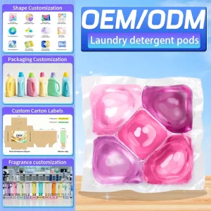 Eco Friendly Disposable Solid Water Soluble Liquid Laundry Detergent Capsules Customized Fragrance for Apparel Cleaning Products