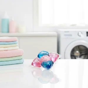 Eco friendly 5 in 1 Laundry Detergent Pods Square Flower Shape Fragrance Beads 50%-80% Active Ingredient Automatic