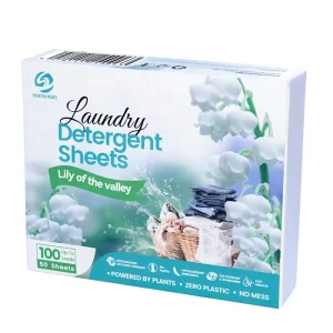Eco-friendly Laundry Detergent Sheets Lily of the Valley Scent 100 Loads No Plastic Jug Concentrated Laundry Detergent Sheets