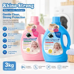 Environmentally friendly baby clothes laundry detergent with natural fragrance and mild protection. 3kg large capacity