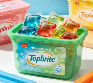 Factory Supply Liquid Detergent Pods 4 in 1 Washing Beads Cloth Washing Detergent Liquid Capsules clear Box