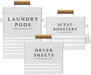 Farmhouse Metal Laundry Pods Dryer Sheet Holder for Laundry Room Organization and Storage Scent Boosters Container
