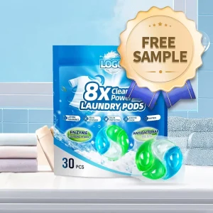Free Sample Eco Friendly Disposable 4 in 1 Laundry Detergent Pods Anti Bacterial Formula Concentrated Stain Removal Floral Scent