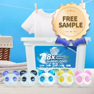 Free Sample Eco Friendly Hypoallergenic 5 in 1 Disposable Anti Bacterial Apparel Washing Capsules Pods Tough Stain Removal