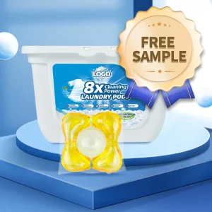 Free Sample Hypoallergenic Laundry Detergent Capsules Low Residue Eco Gel Water Soluble Biodegradable Plastic Rinse Efficient