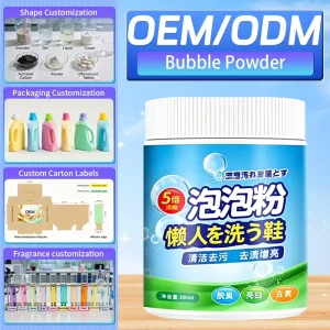 Hot selling Custom made Eco Friendly White Shoe Cleaning Oxygen removing Whitening Bubble Powder with Cleaning Products