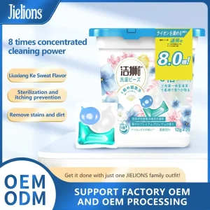 Jieshi 3 in 1 8x Concentrated 20 Capsules Box Active Substance Laundry Pod Apparel Detergent Factory Direct OEM ODM