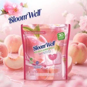 Laundry Detergent Pods 3 in 1 Disposable Eco Friendly Sweet Peach Fragrance 10g Pack