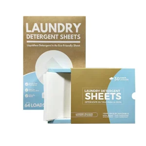 Laundry Detergent Sheets Disposable Solid Plastic Free Eco Friendly Hypoallergenic Safe for Sensitive Skin Deep Stain Removal