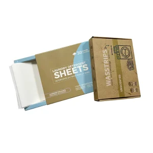 Laundry Detergent Sheets Solid Eco Friendly Sustainable Apparel Use Fresh Linen Scent Safe for Baby 60 Loads