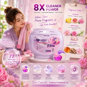 Laundry Gel Pod 4 in 1 Liquid Detergent Capsules 12g Action for Washing Machine with Strong Stain Removal Formula