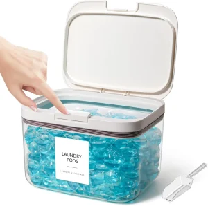 Laundry Pods Container 94 Fl oz Powder Holder Dispenser Organization Decor Plastic Pod Beads Detergent Containers