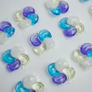 Laundry Pods Natural Liquid Detergent Beads in Gel Shaped Cleaning Capsules for Apparel