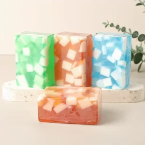 LovSens Handmade Bar Soap Fruit Jelly Pudding Long Lasting Fragrance Essential Oil Daily Use Hand Wash Facial Cleansing