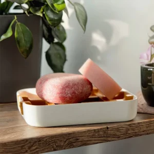 NO PLASTIC Natural Bamboo Fiber Shampoo Bar Soap Dish Box With Draining Tray for Bathroom Washing Shower