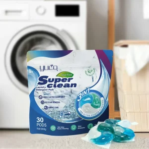 OEM Custom 3 in 1 Laundry Capsule Pods Laundry Color Protect Scent Beads Washing Odor Stain Removal Bleach Laundry Pod Detergent