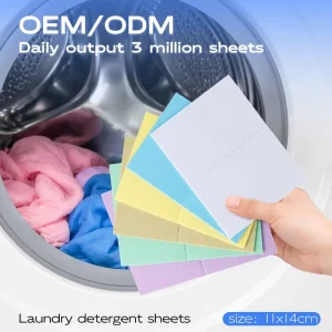 OEM Custom Logo Lavender Scented Remove Stain Laundry Detergent Sheets with Enzymatic Washing Strip Laundry Washing Soap Sheets