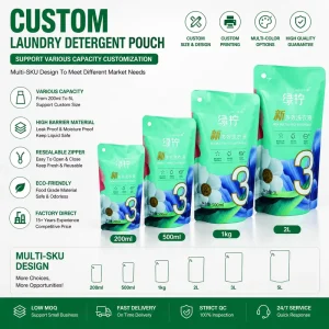 OEM ODM 20 0ml 500g/1kg Gravure Printed for Laundry Detergent Refill Pouch Washing Powder Stand up Zipper Bag