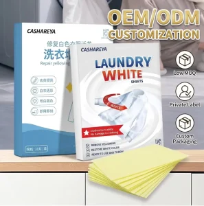 OEM ODM Disposable Lightweight Bleach Free Laundry Sheets For Yellowing Removal And White Clothes Whitening Repair