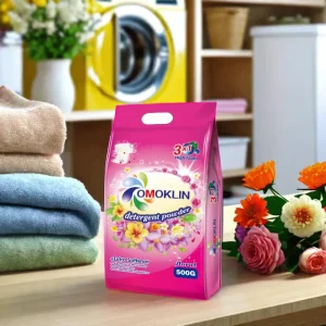 OMOKLIN 500g High Grade Eco-Friendly Whitening Detergent Washing Powder Floral Fragrance Effective Stain Removal Laundry Soap