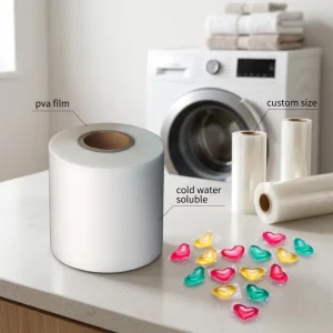 PVA Water Soluble Film Soft Transparent 75 100um Blow Casting Pvoh Roll Film for Laundry Detergent Capsule Beads