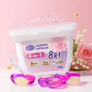 Phosphate Free Disposable 4 in1 Eco Friendly Laundry Pods High Performance Biodegradable Detergent Capsules for All Fabrics