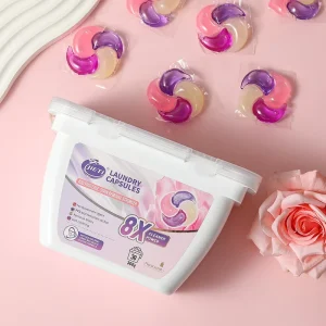 Plant Based 4 in1 Laundry Capsules 12g Hypoallergenic Deep Clean Stain Remover HE Washer Safe 30 Count Detergent Pods OEM ODM