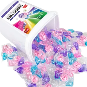 Powerful 5 in 1 Eco friendly 100% Biodegradable Disposable Washing Capsules Long Lasting Fragrance Stain Laundry Detergent Pods
